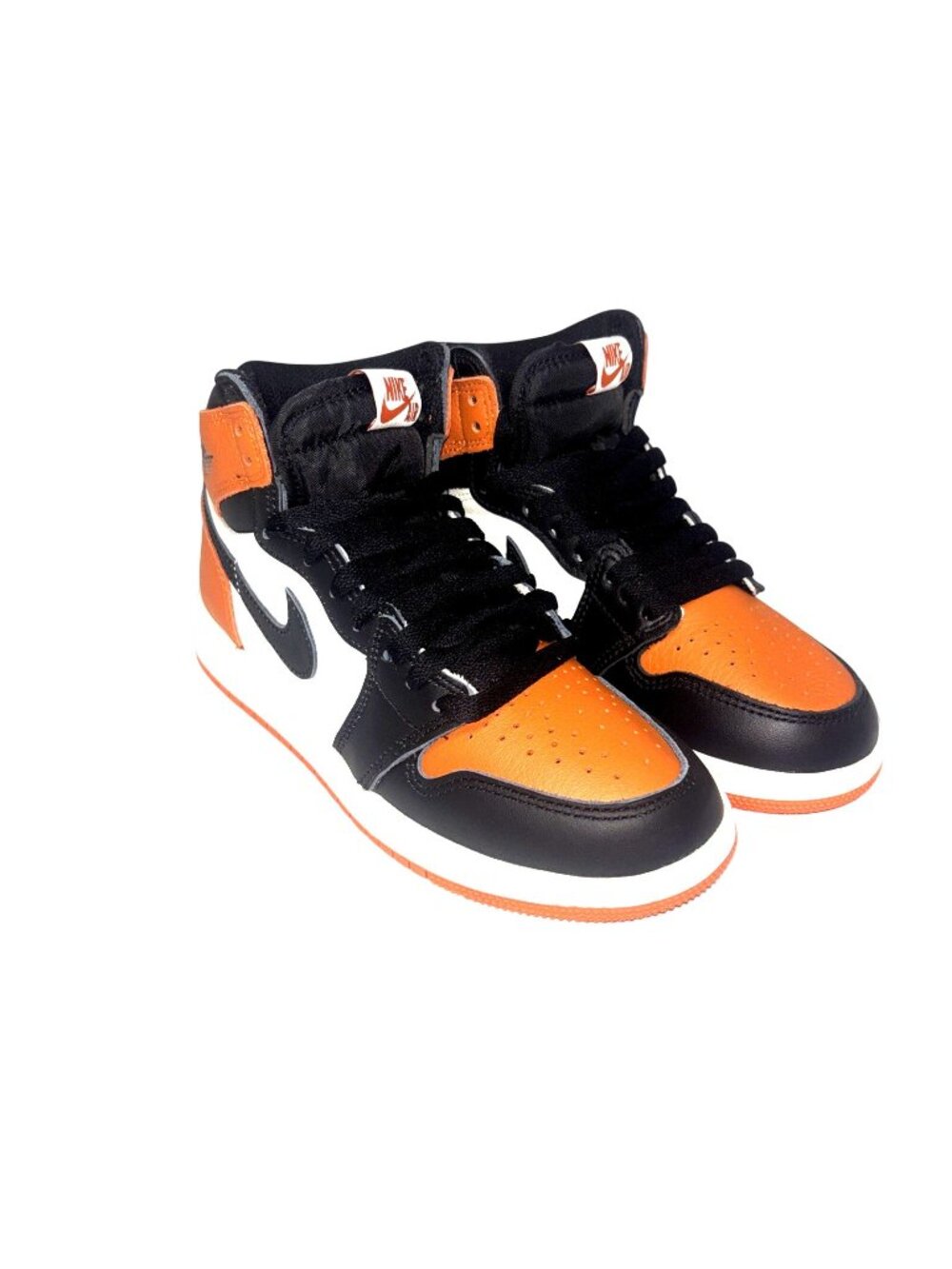 Nike Big Kids Air Jordan 1 Retro High OG Shoes Black/White/Orange  Size 4Y